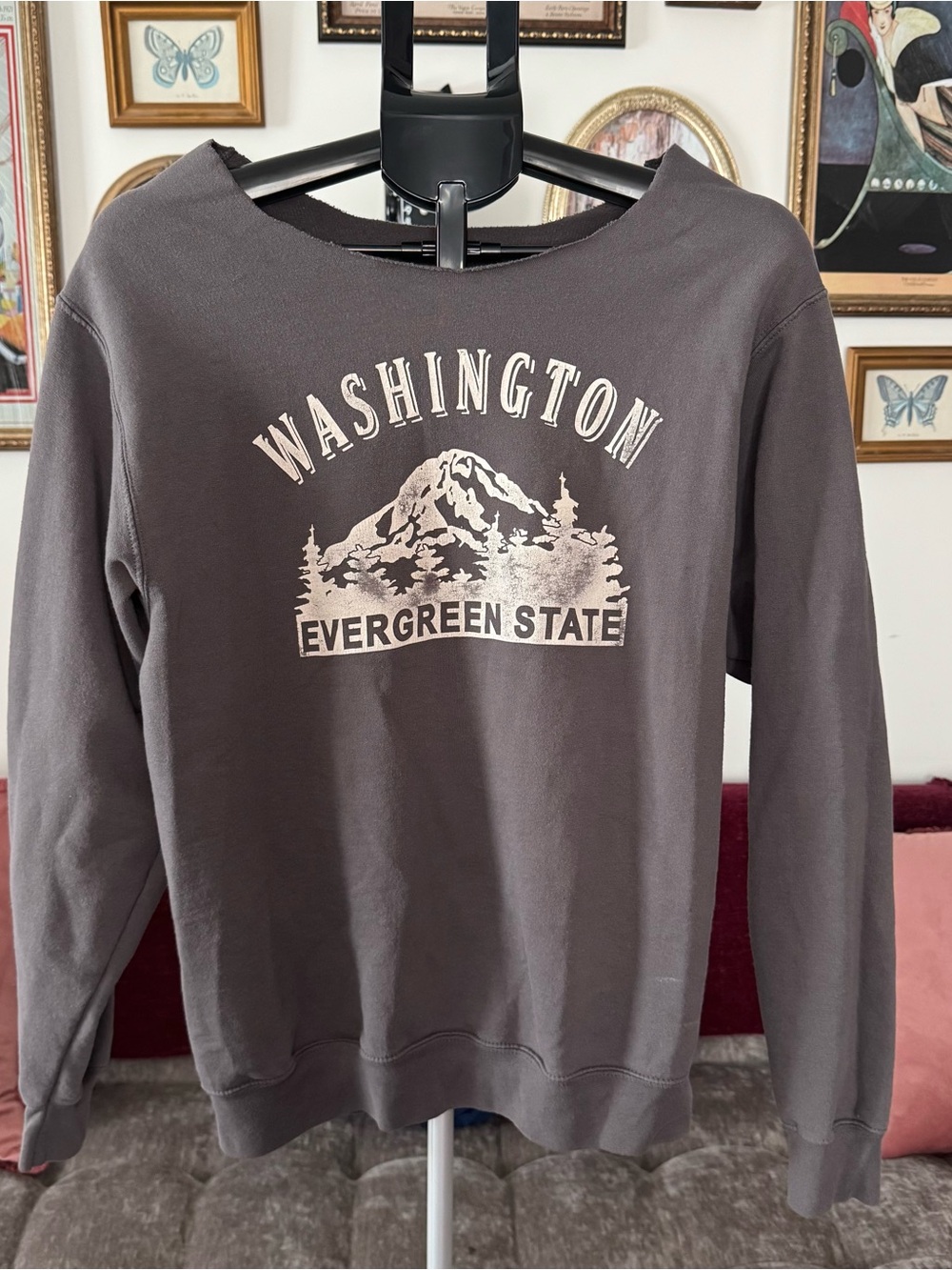 Washington Evergreen State Graphic Crewneck Sweatshirt - Charcoal